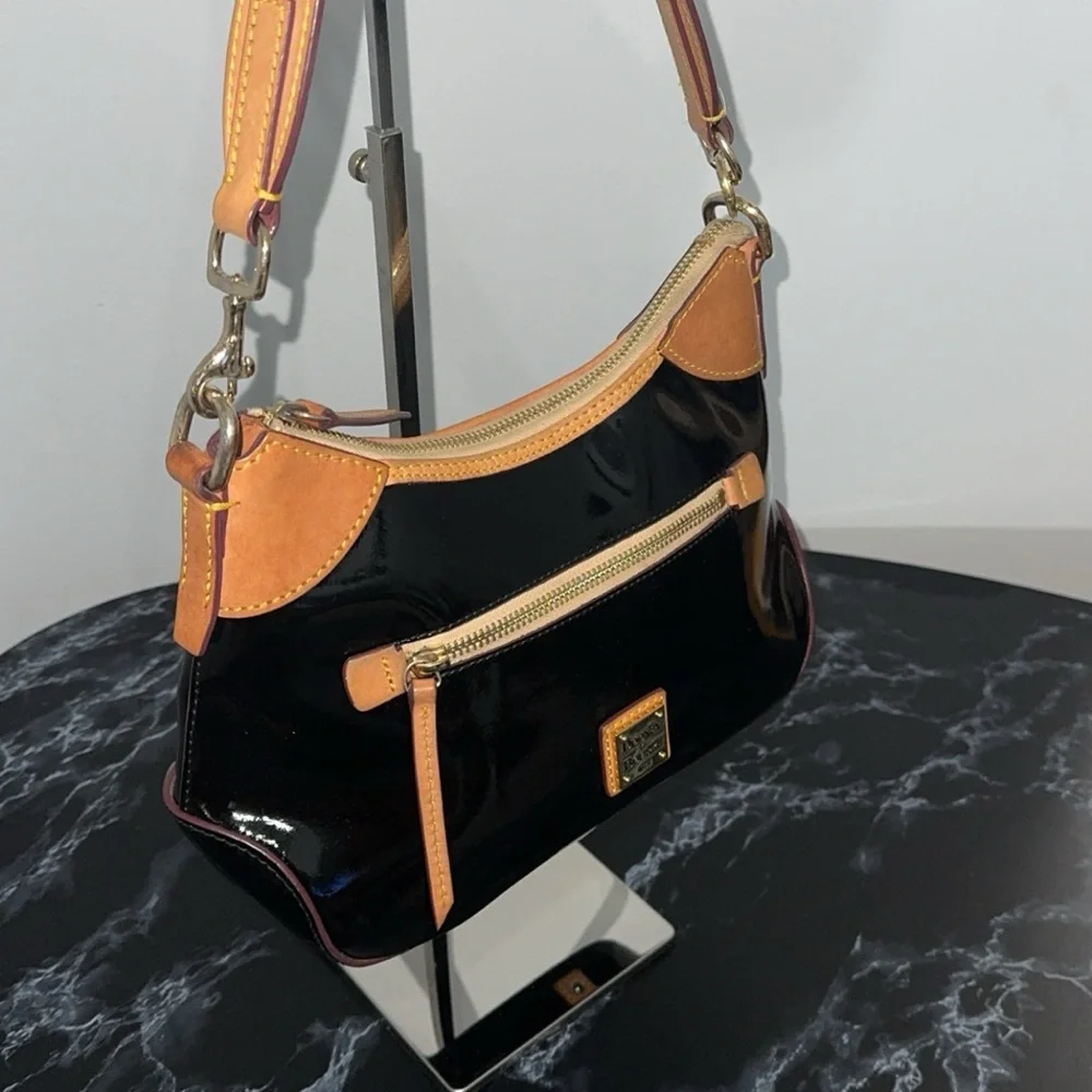 DOONEY & BOURKE Patent Small Hobo Black Shiny Patent Leather AUTHENTIC